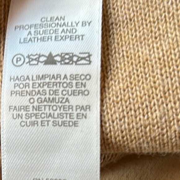 Vintage Y2K Camel Leather Front Suede Stretch Waist Western A Line Skirt Lrg - Picture 14 of 16